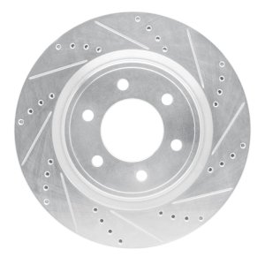 Ford F-150 Brake Rotor (1) - Front Right - R1 Concepts - Drilled & Slotted - Silver - `21-`25